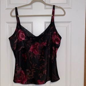 Vintage Dark Floral Satin Tank Top!